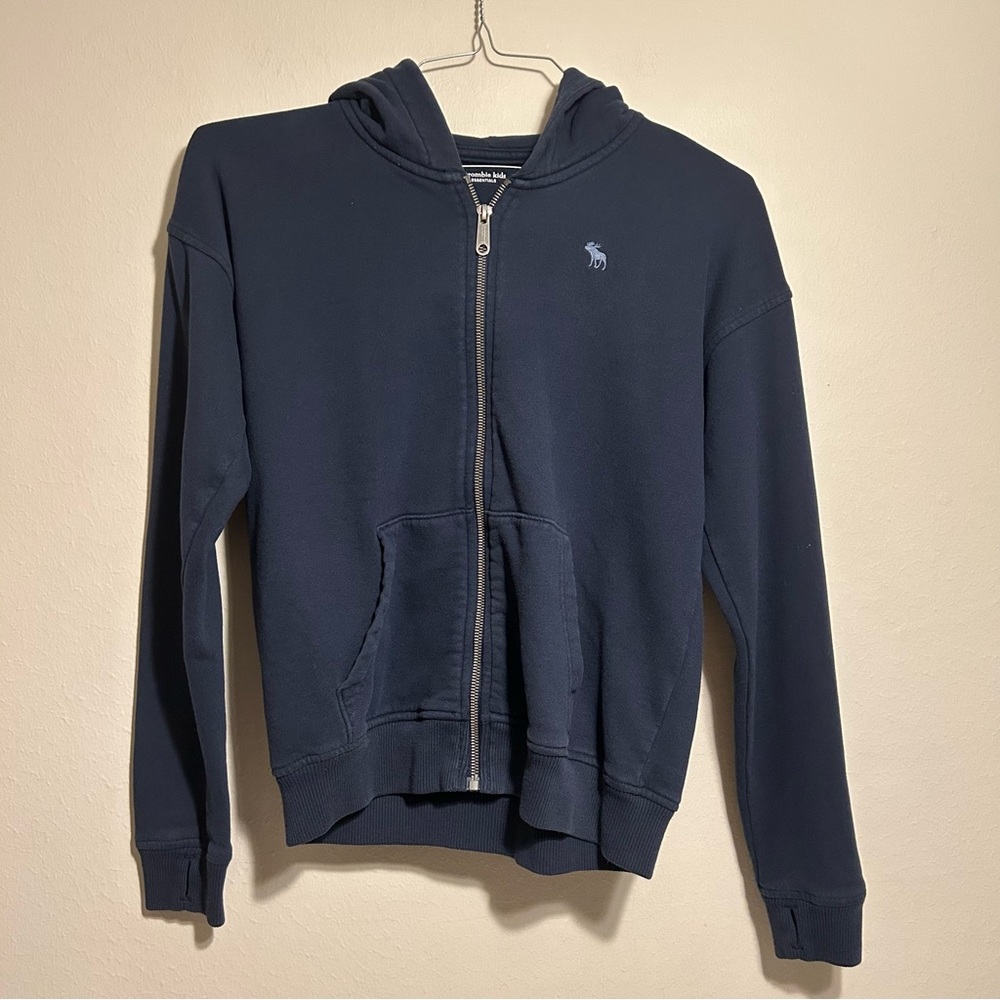 Abercrombie Kids Essential Icon Full Navy Blue Zip-Up Hoodie Size 13/14‎